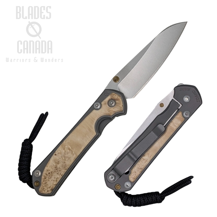 (image for) Chris Reeve Small Sebenza 31 Insingo Framelock Folding Knife, Left-Handed, Magnacut SW, Glass Blasted w/Box Elder Inlay, S31-1127